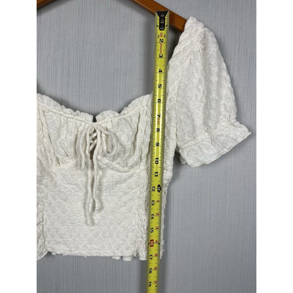 Kirious Women's White Babydoll Puff Sleeve Tie Front Top Milkmaid Coquette - Picture 11 of 11